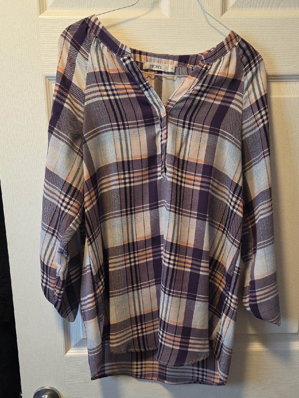 Ricki's Purple and Peach Plaid Tunic Top